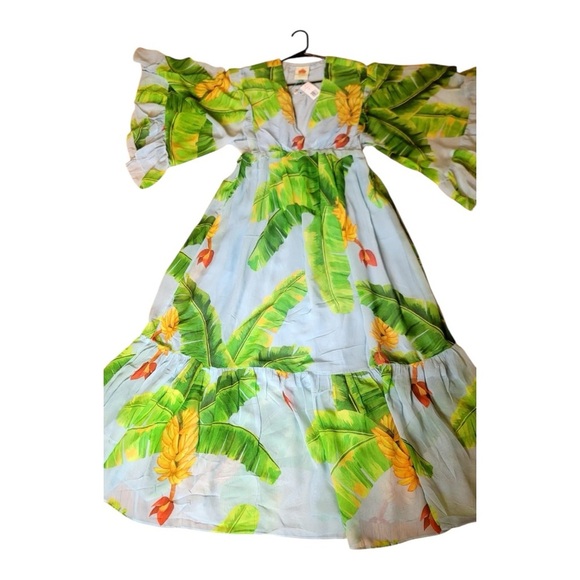 FARM Rio Leafy Green and Yellow Dress - Picture 1 of 12